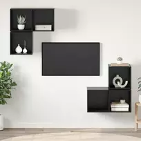 TV spintelių komplektas 4 pcs Juodas ąžuolas Apdirbta mediena