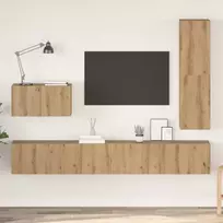 TV spintelių komplektas su stalčių 4 pcs Amatininkų ąžuolas