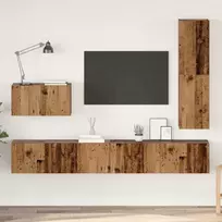 TV spintelių komplektas 4 pcs Senovinis medis Apdirbta mediena