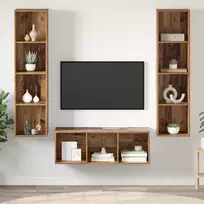 TV spintelių komplektas 3 pcs Senovinis medis Apdirbta mediena