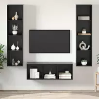 TV spintelių komplektas 3 pcs Juodas ąžuolas Apdirbta mediena