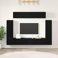 TV spintelių komplektas 8 pcs juoda ąžuolo Apdirbta mediena