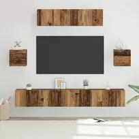 TV spintelių komplektas 7 pcs Senovinis medis Apdirbta mediena