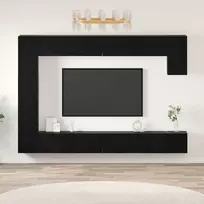TV spintelių komplektas 9 pcs Juodas ąžuolas Apdirbta mediena