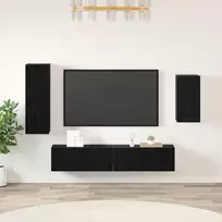TV spintelių komplektas 4 pcs Juodas ąžuolas Apdirbta mediena
