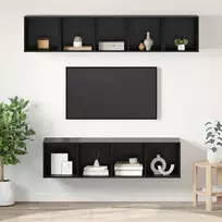 TV spintelių komplektas 4 pcs Juodas ąžuolas Apdirbta mediena