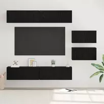 TV spintelių komplektas 6 pcs Juodas ąžuolas Apdirbta mediena