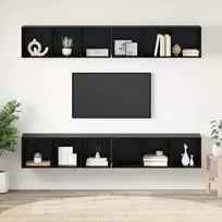 TV spintelių komplektas 4 pcs Juodas ąžuolas 37 x 37 x 107 cm