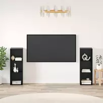 TV spintelių komplektas 2 pcs Juodas ąžuolas 107 x 35 x 37 cm