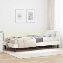 Kampinė lovos konstrukcija su čiužiniu Kreminė 90 x 190 cm