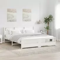 Lovos rėmas su lentyna Balta 180 x 200 cm Tvirtas pušies medis