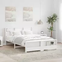 Lovos rėmas su galvūgalio Balta 160 x 200 cm Apdirbta mediena