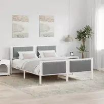 Lovos rėmas Balta ir šviesiai pilka 150 x 200 cm Pušies masyvas