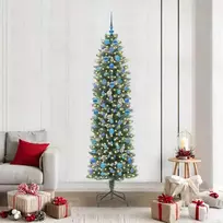 Dirbtinis lieknas Kalėdų medis su 300 LED Žalia ir balta 210 cm