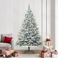 Dirbtinis iš anksto apšviestas Kalėdų medelis su kamuoliukų rinkiniu