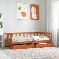 Dienos lova su galvūgalio 3 pcs Vaško ruda Kietas pušies medis
