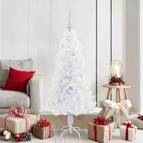 Dirbtinė Kalėdų eglutė su 150 LED Balta 150 cm PVC ir plienas