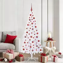 Dirbtinė Kalėdų eglutė su 300 LED Balta 180 cm PVC ir Plienas