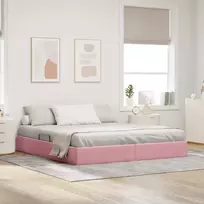 Otomano lovos rėmas su saugykla Rožinė 160 x 200 cm Aksomas