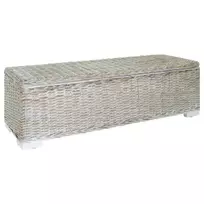 Daiktadėžė, balta, 110cm, Kubu ratanas ir raudonmedžio masyvas