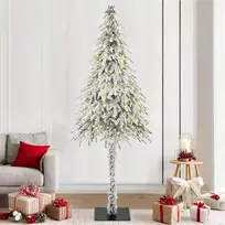 Kalėdų eglutė su 300 LED s stovu Balta 210 cm PE ir Plienas
