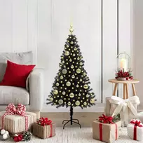 Kalėdų eglutė su 150 LED s stovu Juoda 120 cm PVC