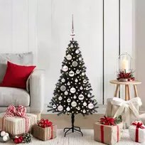 Kalėdų eglutė su 150 LED s stovu Juoda 120 cm PVC