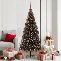 Kalėdų eglutė su 300 LED s stovu Juoda 180 cm PVC