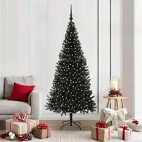 Kalėdų eglutė su 300 LED s stovu Juoda 180 cm PVC