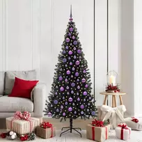 Kalėdų eglutė su 300 LED s stovu Juoda 180 cm PVC