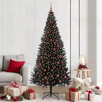 Kalėdų eglutė su 300 LED s stovu Juoda 210 cm PVC