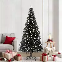 Kalėdų eglutė su 300 LED s stovu Juoda 210 cm PVC
