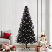 Kalėdų eglutė su 300 LED s stovu Juoda 240 cm PVC