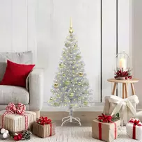 Kalėdų eglutė su 150 LED s stovu Sidabro 120 cm PET