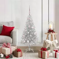 Kalėdų eglutė su 150 LED s stovu Sidabro 120 cm PET
