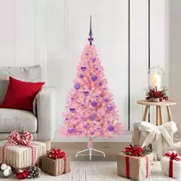 Dirbtinis prieššventinis eglutė su šviesomis Rožinė 120 cm PVC