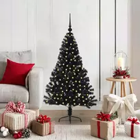 Dirbtinis prieššventinis eglutė su šviesomis Juoda 120 cm PVC