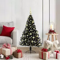 Dirbtinis prieššventinis eglutė su šviesomis Juoda 120 cm PVC