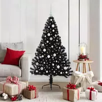 Dirbtinis prieššventinis eglutė su šviesomis Juoda 150 cm PVC