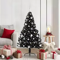 Dirbtinis prieššventinis eglutė su šviesomis Juoda 150 cm PVC