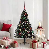 Dirbtinis prieššventinis eglutė su šviesomis Juoda 150 cm PVC