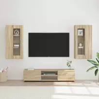 TV spintelių komplektas su stalčių FLORIN 3 pcs Sonoma ąžuolas