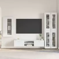 TV spintelių komplektas FLORIN 3 pcs Balta Apdirbta mediena