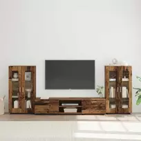 TV spintelių komplektas su stalčių FLORIN 3 pcs Senas medis