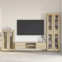 TV spintelių komplektas su stalčių FLORIN 3 pcs Sonoma ąžuolas