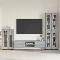 TV spintelių komplektas su stalčių FLORIN 3 pcs Pilkas Sonoma