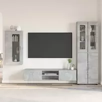 TV spintelių komplektas su stalčių FLORIN 3 pcs Betono pilka