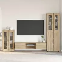 TV spintelių komplektas su stalčių FLORIN 3 pcs Sonoma ąžuolas