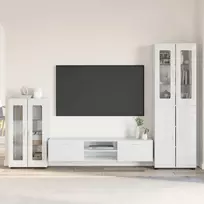 TV spintelių komplektas FLORIN 3 pcs Aukštai blizganti balta