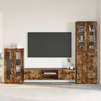 TV spintelių komplektas su stalčių FLORIN 3 pcs Rūkyta ąžuolas